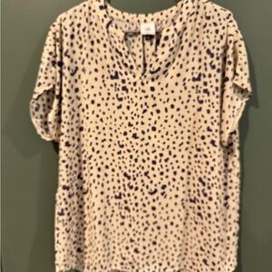 Women's Cream and Purple Patterned Top